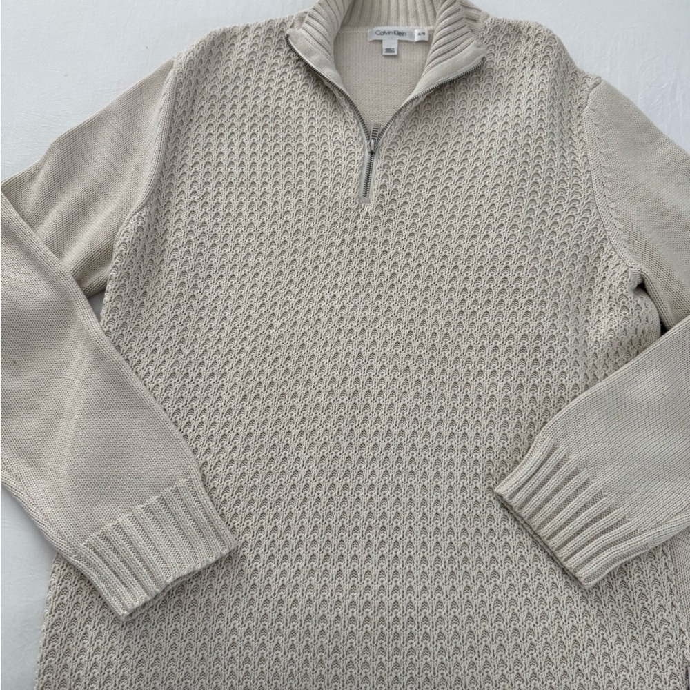 Calvin Klein Men's Beige Zip-Up Sweater